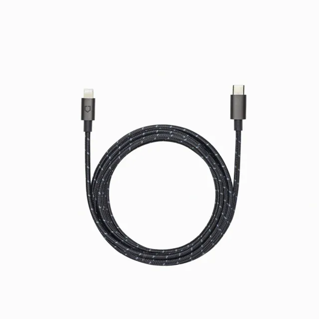 【RHINOSHIELD 犀牛盾】Lightning to Type-C/ USB-C 蘋果黑色編織傳輸充電線 (2公尺)