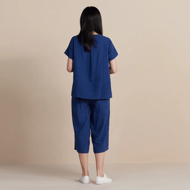 【YVONNE 以旺傢飾】雙層紗八分寬褲-深藍