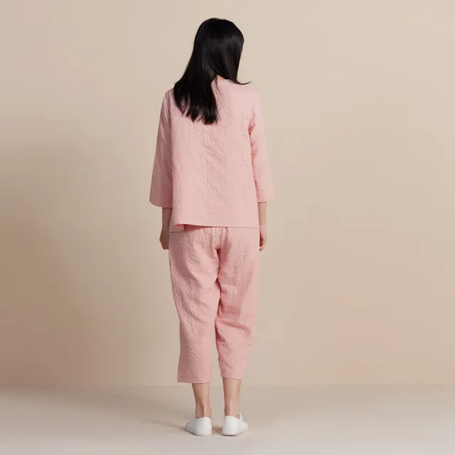 【YVONNE 以旺傢飾】雙層紗繡花七分袖上衣-薔薇粉