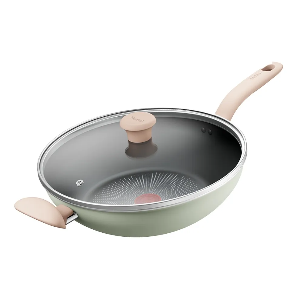 【Tefal 特福】抹茶時光系列30cm不沾小炒鍋 加蓋(G1791695)