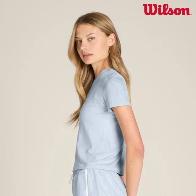 【WILSON】Seamless Short Sleeve Tee Sky 女款 服飾 短袖T恤 天空藍 WE00039G011001