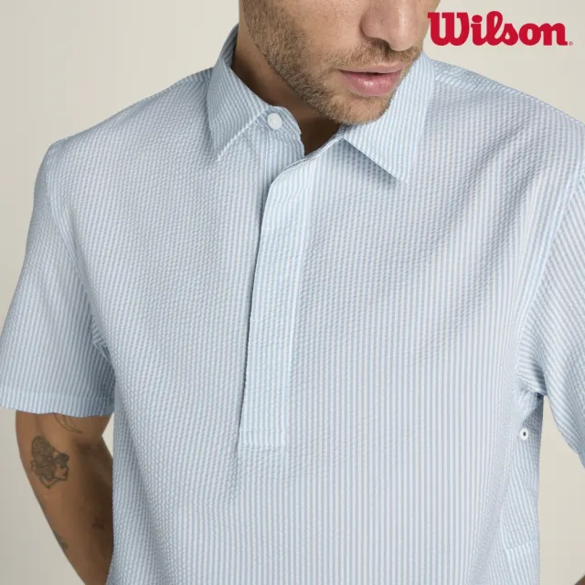 【WILSON】Woven Popover Tech Seersucker Sky 男款 服飾 POLO衫 天空藍 WN00033G011001