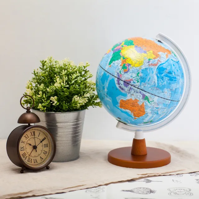 【SkyGlobe】SKYGLOBE 8吋行政藍色海洋木質底座地球儀(中英文對照)