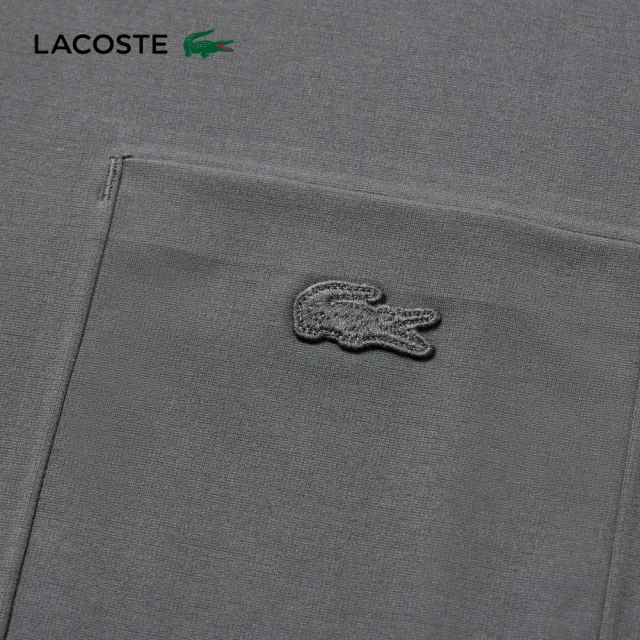 【LACOSTE】男款-質感口袋長袖T恤(灰色)