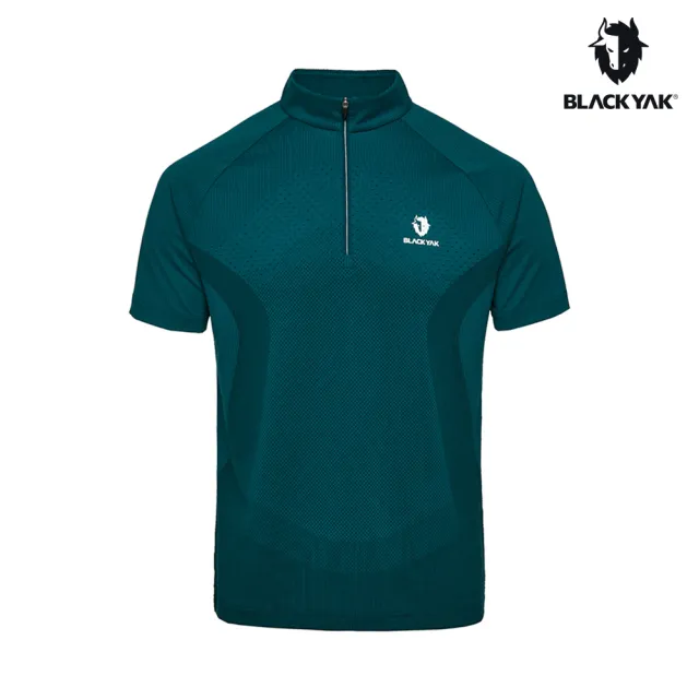 【BLACKYAK】男 JACQUARD吸排短袖半開襟[二色]戶外 登山 彈性 透氣 吸濕快乾 圖騰印花｜FB1MC803