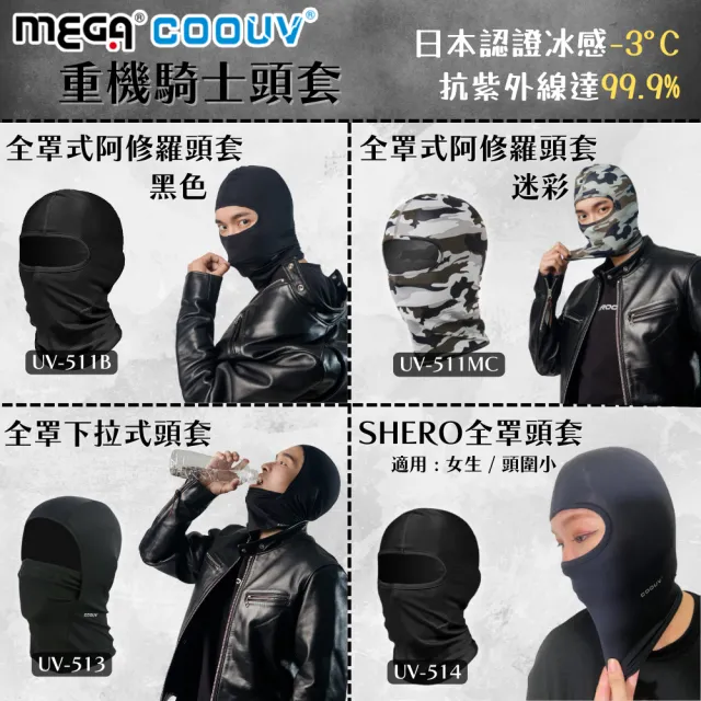 【Mega coouv】防曬涼感頭套 全罩式  網狀下拉式頭套 兩款任選(防曬面罩 機車頭套 騎行面罩)