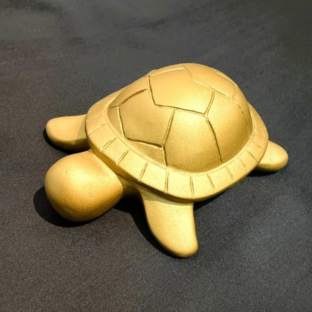 【Gallery Chuan 筌美術】福氣滿滿 Candy turtle -L (霧金) (單隻 烏龜 石雕 動物 送禮 )