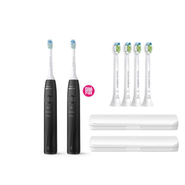 【Philips 飛利浦】momo獨家 HX5070/01雙入組 Sonicare 5系列音波牙刷-黑色  (2026新品/壓力感應/官方直營)