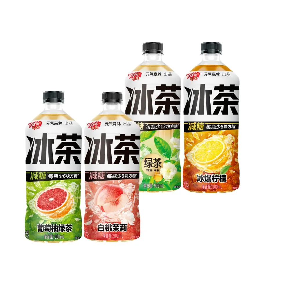 【CHI FOREST 元氣森林】冰茶系列 900mlx12入/箱(四款任選 冰爆檸檬 白桃茉莉 葡萄柚冰綠茶 茉莉味綠茶)