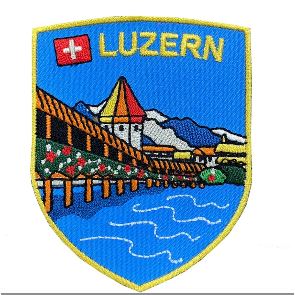【A-ONE 匯旺】瑞士 琉森 刺繡貼布 電繡貼 背膠補丁 地標刺繡士氣章 貼章 補丁貼 燙布貼(NO.182)