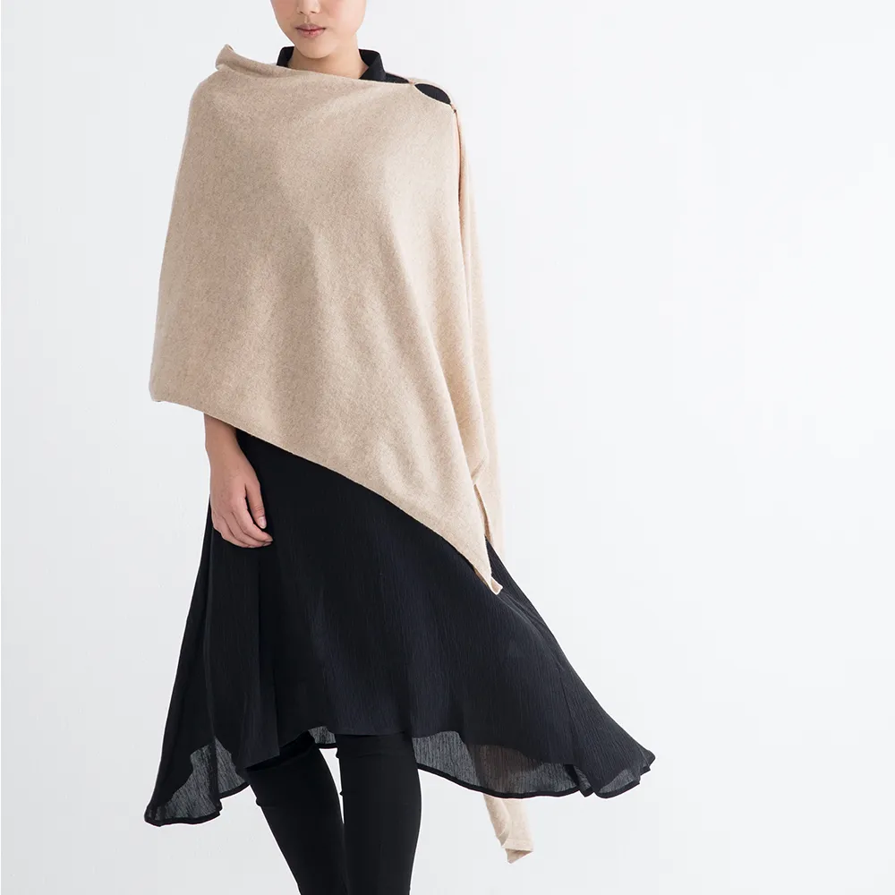 【NicoFun 愛定做】100%cashmere 真羊絨 紗麗披肩(輕盈保暖 多種穿法 秋冬 背心 寬圍巾 披巾)