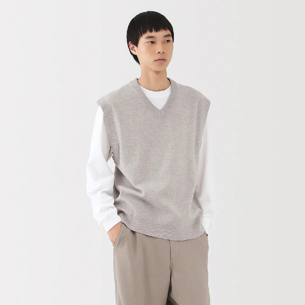 【MUJI 無印良品】男可水洗米蘭諾螺紋背心(深灰/黑色/粉米)