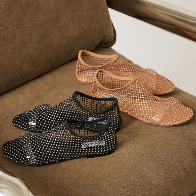 【steve madden】鑽面網格套穿平底鞋 MINO-R(黑色)