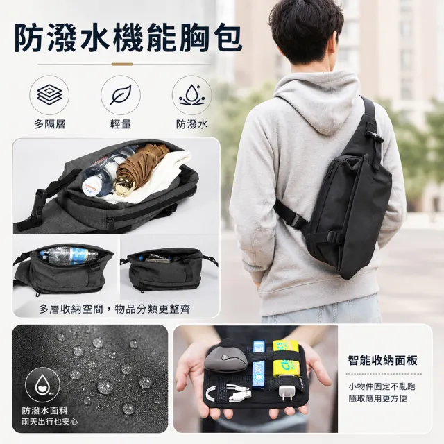 【WHOSE BAG】雙11 買一送一 日系防潑水大容量後背包＋機能胸包｜筆電收納 通勤旅行雙包組 男女 