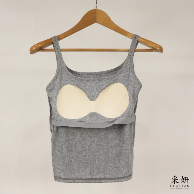 【CHAI YAN 采妍】雙細肩帶胸墊背心(春夏女裝/中大尺碼/內搭/小可愛/休閒)