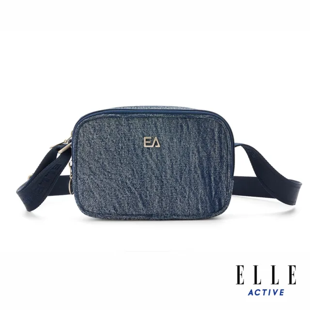 【ELLE ACTIVE】丹寧感方形斜背小包-藍色(EA26S1FB605-39)