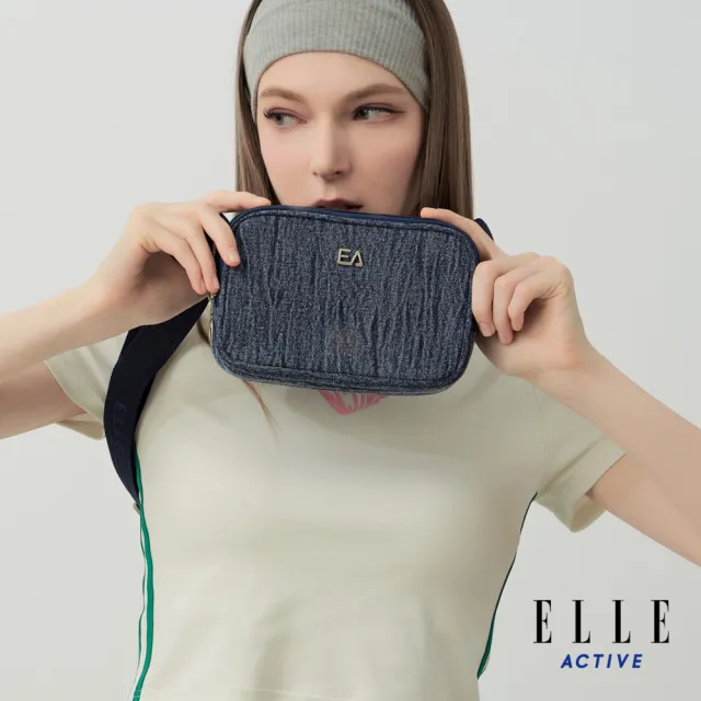 【ELLE ACTIVE】丹寧感方形斜背小包-藍色(EA26S1FB605-39)