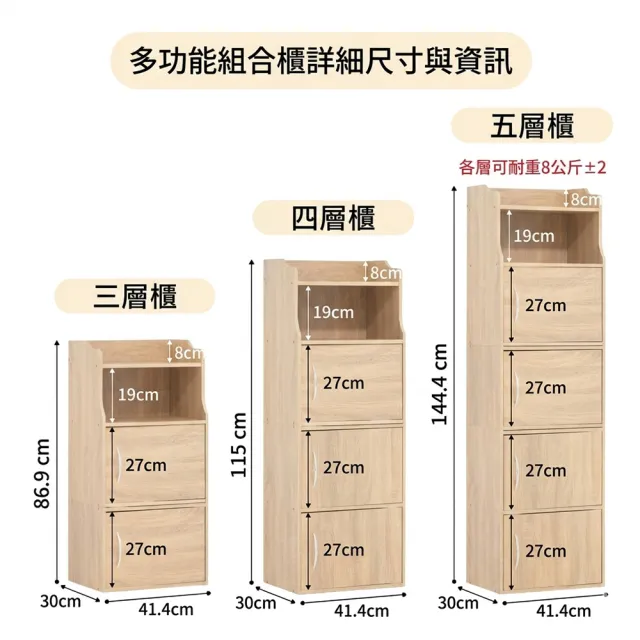 【BELLAEVEN】多層收納櫃(含把手三層櫃 三門櫃櫃 儲物櫃 展示櫃 組合櫃 廚房置物櫃)