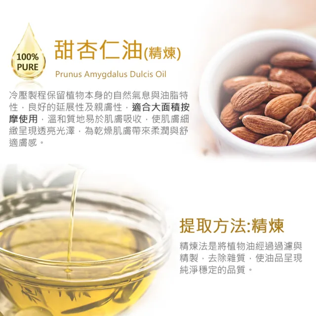 【ANDZEN】安得仁 甜杏仁油250ml-2入組-玻璃瓶裝(按摩油保濕油基礎油基底油)