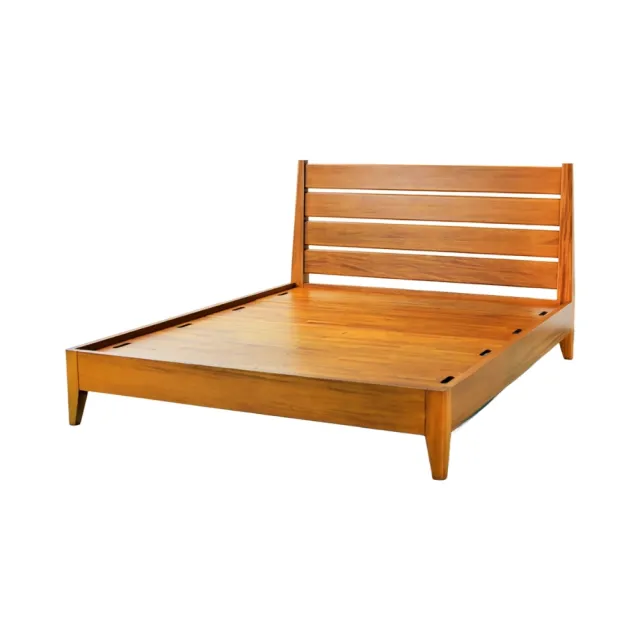 【Mahogany 瑪荷尼家具】免組裝 160X203X100   微風5尺床G1   全原木桃花心木 床架 M1-BB34-5M