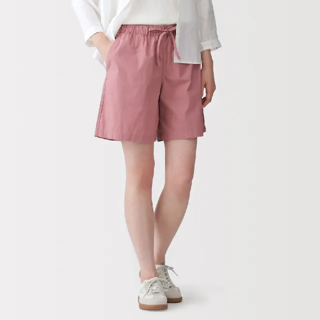 【MUJI 無印良品】女水洗平織布短褲(黑色/米色/卡其/煙燻粉/淺藍/暗藍)