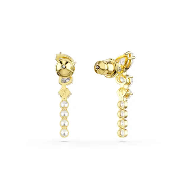 【SWAROVSKI 施華洛世奇】官方直營 Mesmera 水滴形耳環 混合式切割 白色 鍍白金色 | 5747936