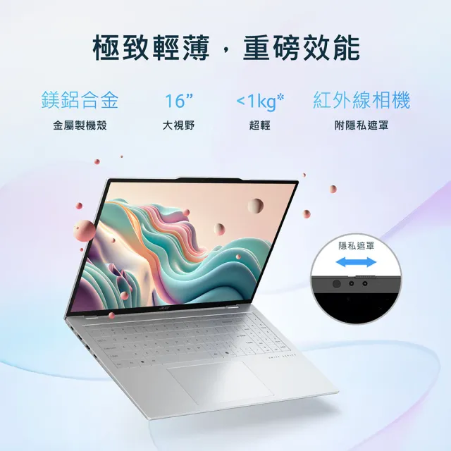 【Acer】Office2024★16吋AMD 999g極致輕薄AI 筆電(Swift Air/SFA16-61M-R8U8/Ryzen AI 5 330/16G/512G)
