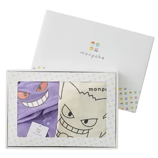 【日本犬印】monpok☆寶可夢寶寶 耿鬼連帽連身衣禮盒組-附抽繩袋