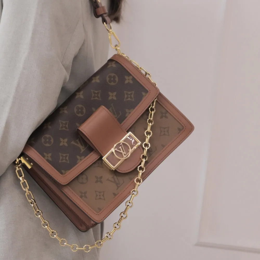 Louis Vuitton 路易威登】LV M45958 DAUPHINE MM 經典印花拼接三用翻蓋 
