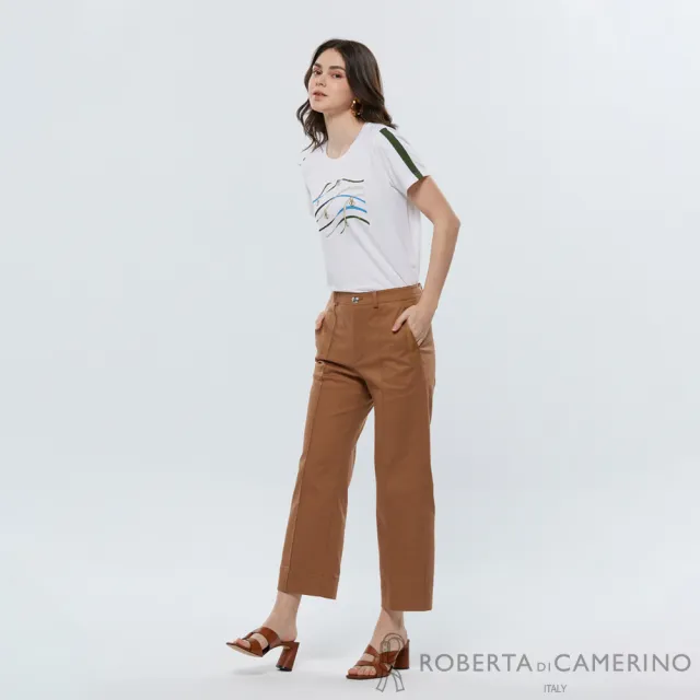 【ROBERTA 諾貝達】經典皮帶扣環印花織帶短袖 T 恤 DAJ01-91