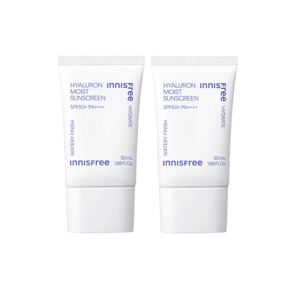 【innisfree】買1送1★玻尿酸保濕水感防曬霜 SPF50+ PA++++ 50ml(2入組)