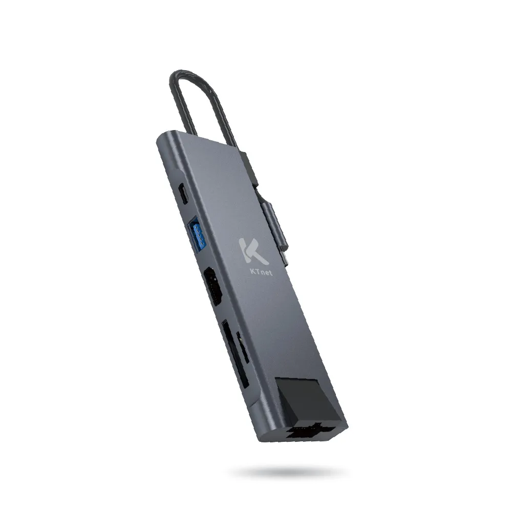 【KTNET】T701 TypeC 7合1多功擴充集線器(網口/HDMI/SD/USB3.0/PD 100W)