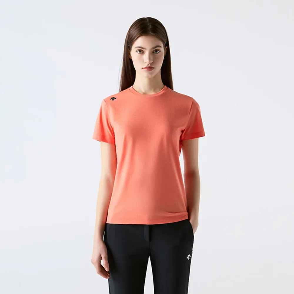 【DESCENTE】短袖上衣 男 女 中性 快排 UNI TOUGH ESSENTIAL SHORT SLEEVE 棉花糖粉 SR123UTS11-CPNK