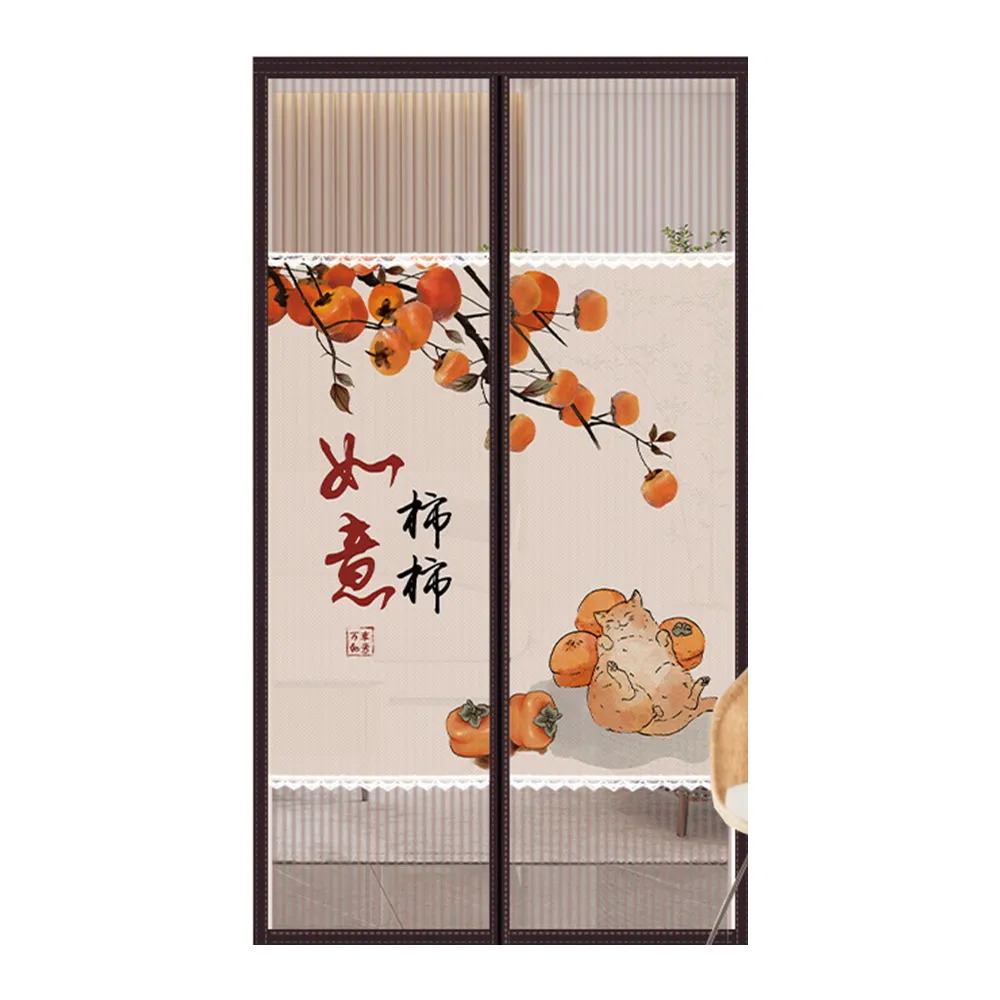 【COMET】金剛網加密防蚊防偷窺磁吸門簾-如意貓(靜音門簾 免打孔門簾 防蚊門簾 磁釦門簾 磁吸門簾/YJB009)