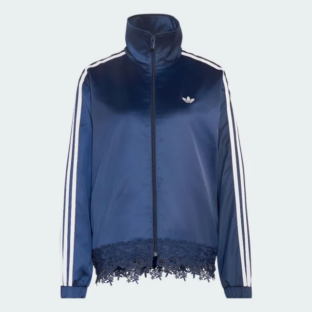 【adidas 愛迪達】運動外套(LD1803 女款ORIGINALS寬鬆休閒夾克 蕾絲下擺設計)