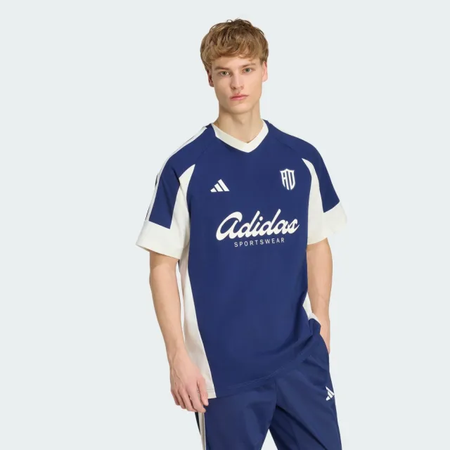 【adidas 愛迪達】LUX TIRO 短袖上衣(KX9963 男款寬鬆運動休閒T恤 藍色）