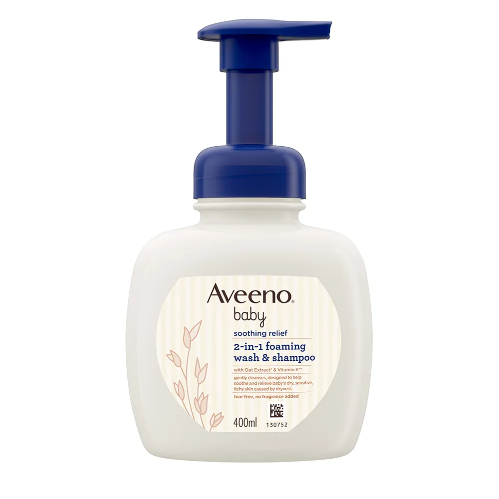 【Aveeno 艾惟諾】嬰兒舒緩滋養2合1沐浴洗髮泡泡露(400ml_嬰兒洗髮沐浴)