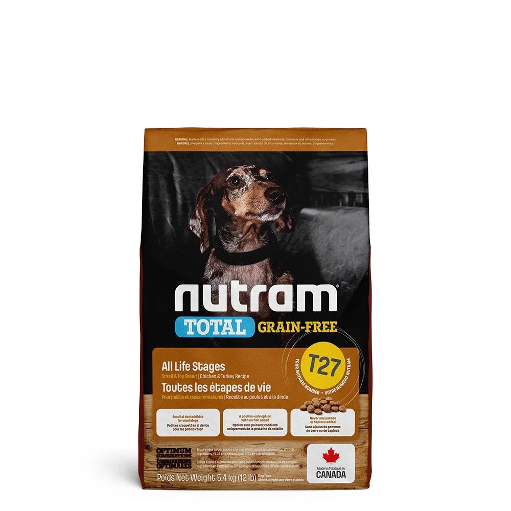 【Nutram 紐頓】T27無穀迷你犬-火雞配方2KG