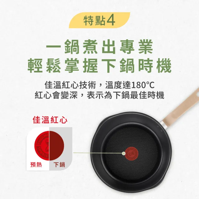 【Tefal 特福】momo獨家 雪松綠22CM不沾鍋深平底鍋