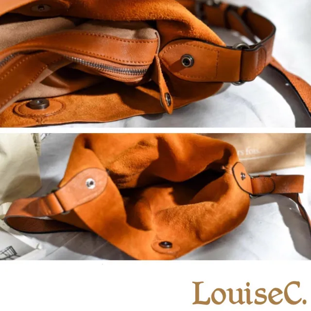 【LouiseC.】雙11 Tree House 義大利植鞣革牛皮 造型磁釦圓弧斜背真皮包 3色 可拆式內袋設計 GK8757