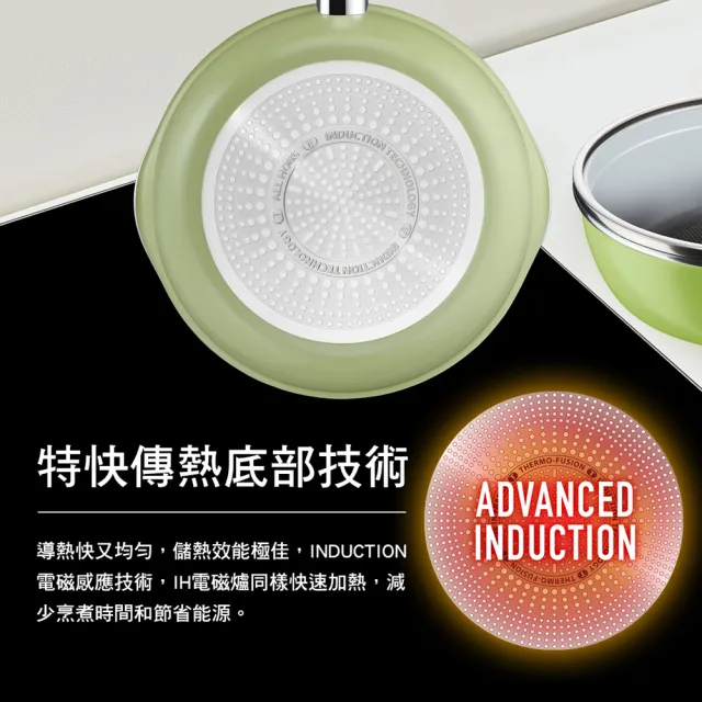 【Tefal 特福】煮FUN系列22CM不沾鍋/萬用鍋/深平底鍋_加蓋_三色可選(IH爐可用鍋)