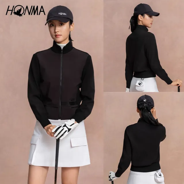 【HONMA 本間高爾夫】女款休閒拉鍊外套 夾克 25FW 日本高爾夫專業品牌(XS-XXL 黑/白色HWLQ302R615)