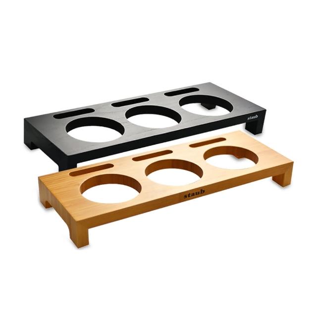 【STAUB】放置木架-42x16x5cm/無其它配件-黑色/竹製(德國雙人牌集團官方直營)