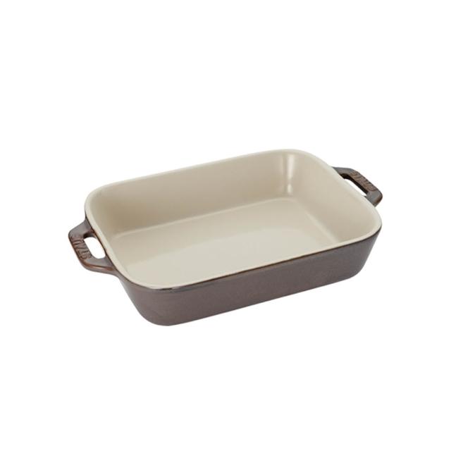 【STAUB】長方形陶瓷烤盤14x11cm-復古灰/0.4L(德國雙人牌集團官方直營)