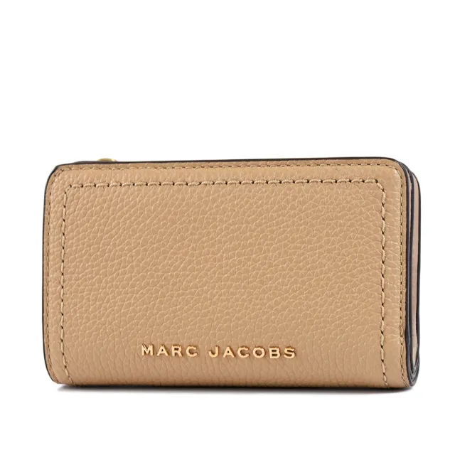 【MARC JACOBS】荔枝紋皮革釦式中夾-焦糖拿鐵