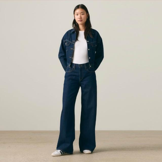【LEVIS】MIDDY 中腰牛仔寬褲 / 深藍 女生牛仔褲 熱賣單品 0081Z-0002
