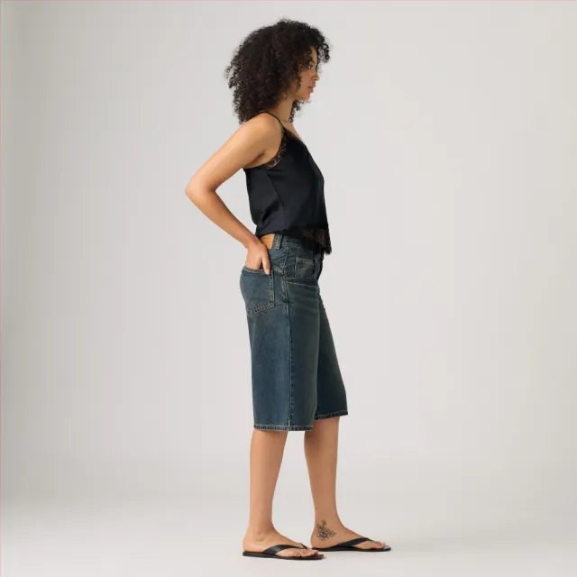 【LEVIS】Super Baggy低腰寬鬆牛仔短褲 女生牛仔褲 人氣新品 005DT-0017