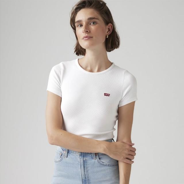 【LEVIS】HAYES 短Tee / 微彈性/經典布章LOGO/白 女生上衣 熱賣單品 001J3-0006