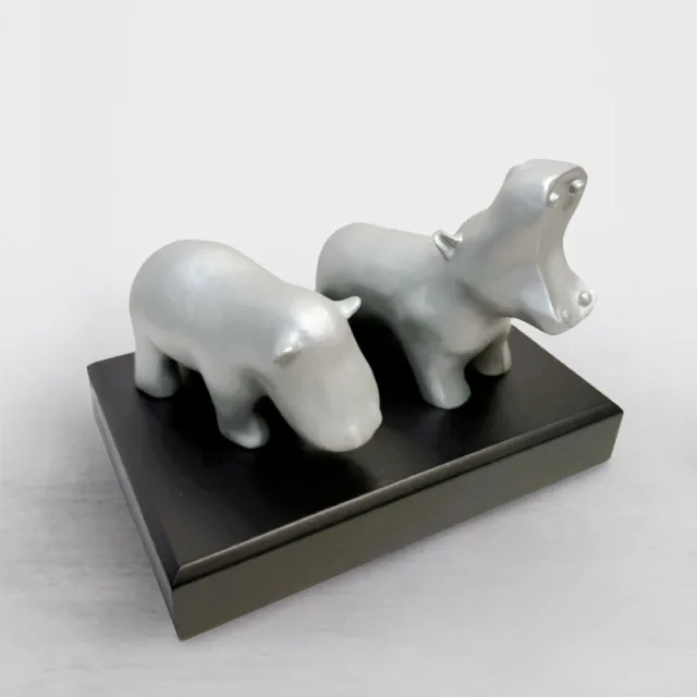 【Gallery Chuan 筌美術】歡樂連連 Candy hippo -S (霧銀) (單隻 河馬 石雕 動物 送禮 )