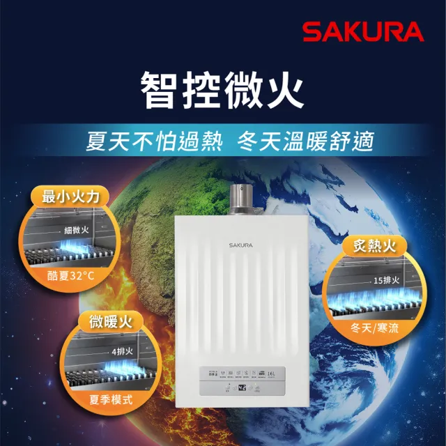 【SAKURA 櫻花】16L POWER四季溫智能恆溫熱水器DH1637H(FE式 原廠安裝-官方直營)